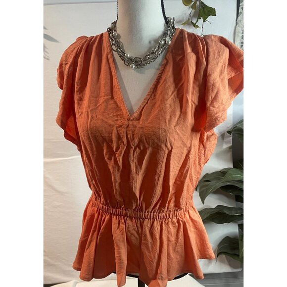 Sam Edelman Women's Sun Baked Binx Top Size M Viscose & Nylon Orange - Picture 15 of 16